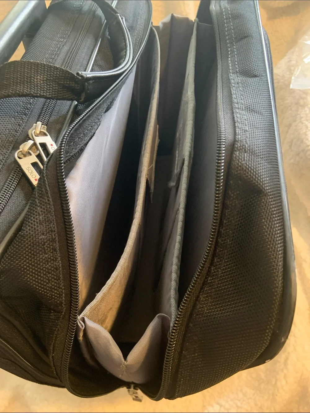 solo Black Rolling Laptop Briefcase with Front Organizer